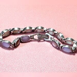Vintage 925 Sterling silver and polished stones bracelet